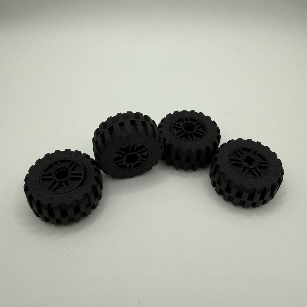 4 LEGO Tire 30.4 x 14 Wheel With Black Rims 59881 Pin Hole